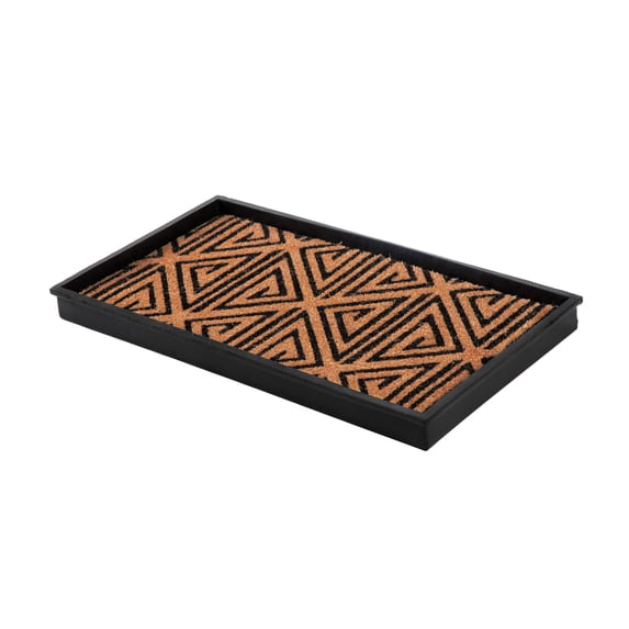 Natural & Recycled Rubber Boot Tray with Tan & Black Tribal Coir Insert