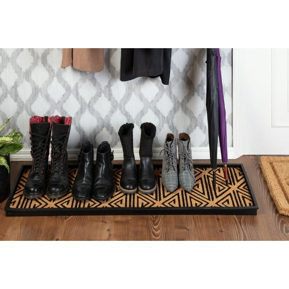 Natural & Recycled Rubber Boot Tray with Tan & Black Tribal Coir Insert