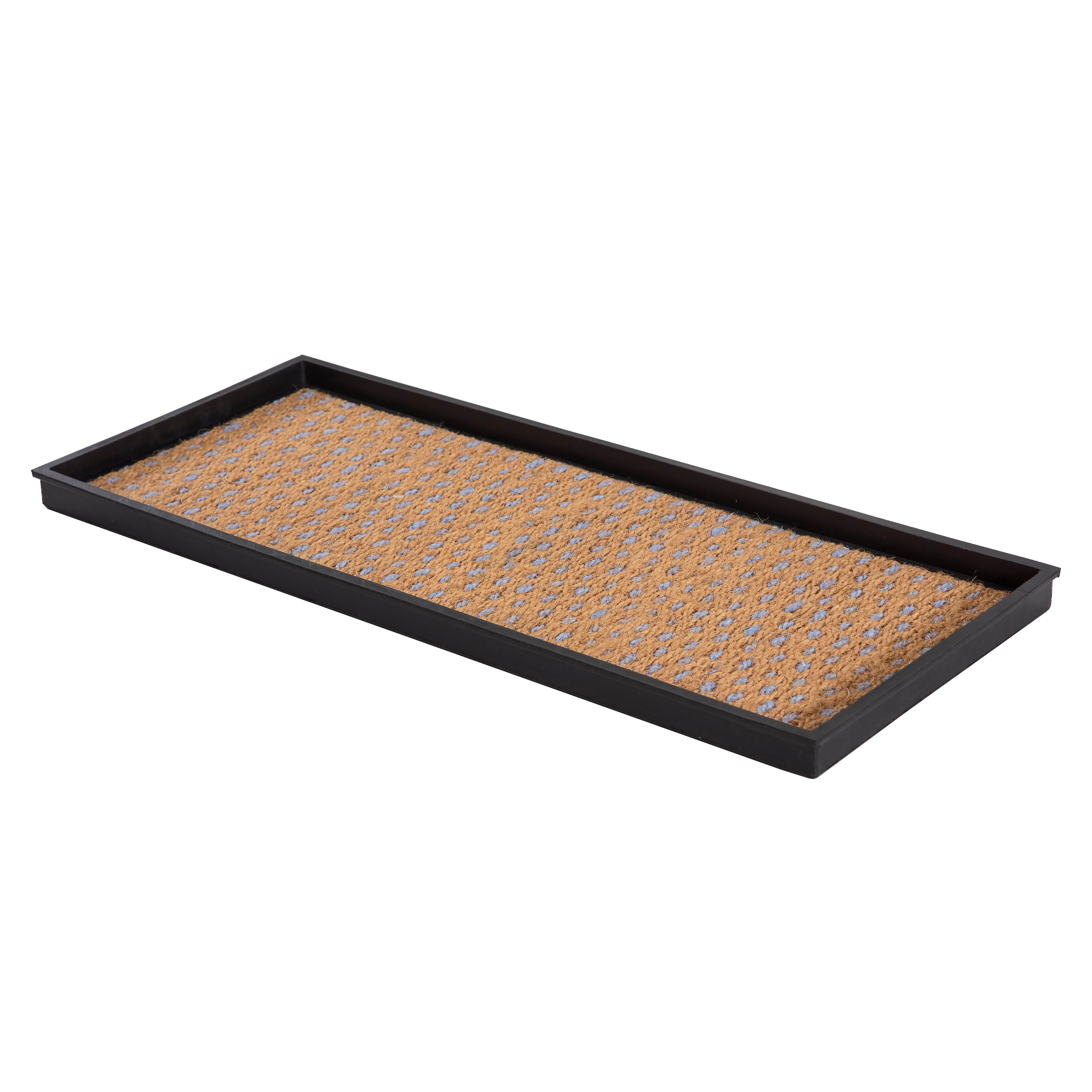 Natural & Recycled Rubber Boot Tray with Tan & Blue Coir Insert