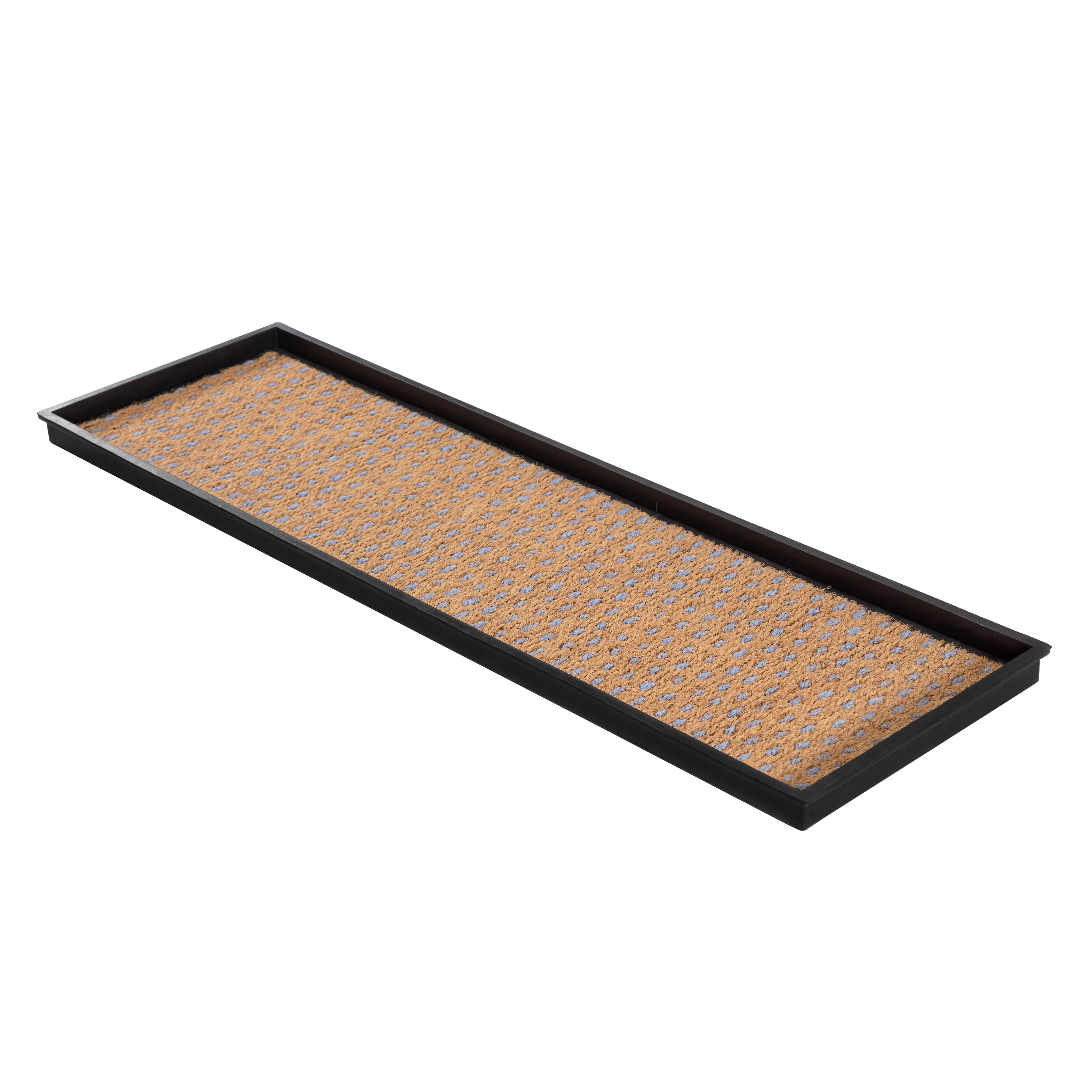 Natural & Recycled Rubber Boot Tray with Tan & Blue Coir Insert