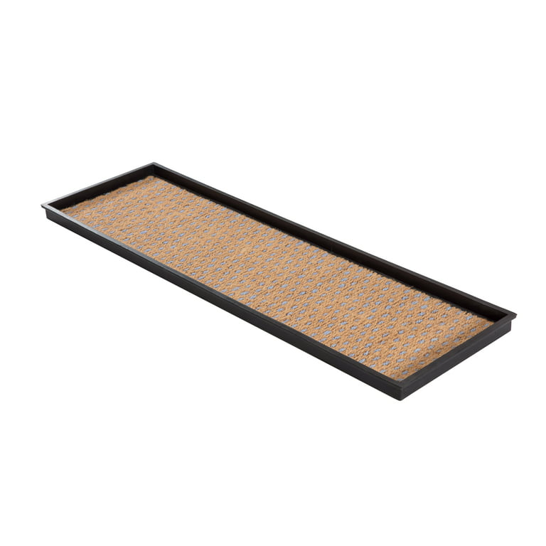 Anji Mountain Natural & Recycled Rubber Boot Tray with Gray & Ivory Coir Insert