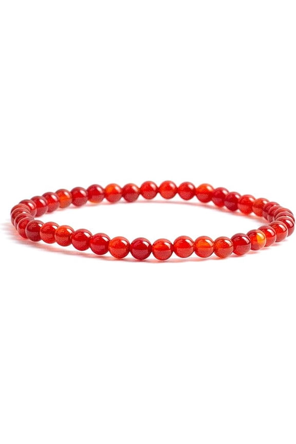 Natural Red Agate 4mm round Shape smooth Cut Beads Stretchable Bracelet for Men & Women.
