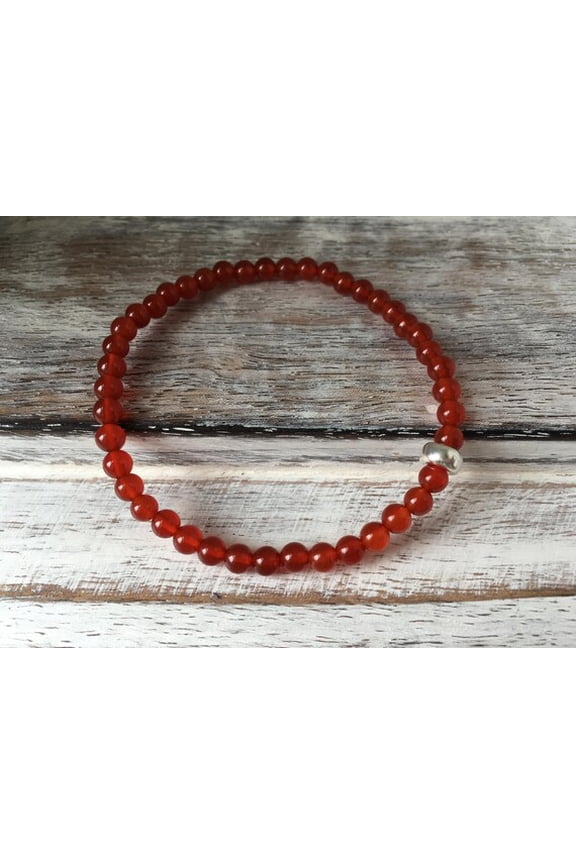 Natural Red Agate 4mm round Shape smooth Cut Beads Stretchable Bracelet for Men & Women.