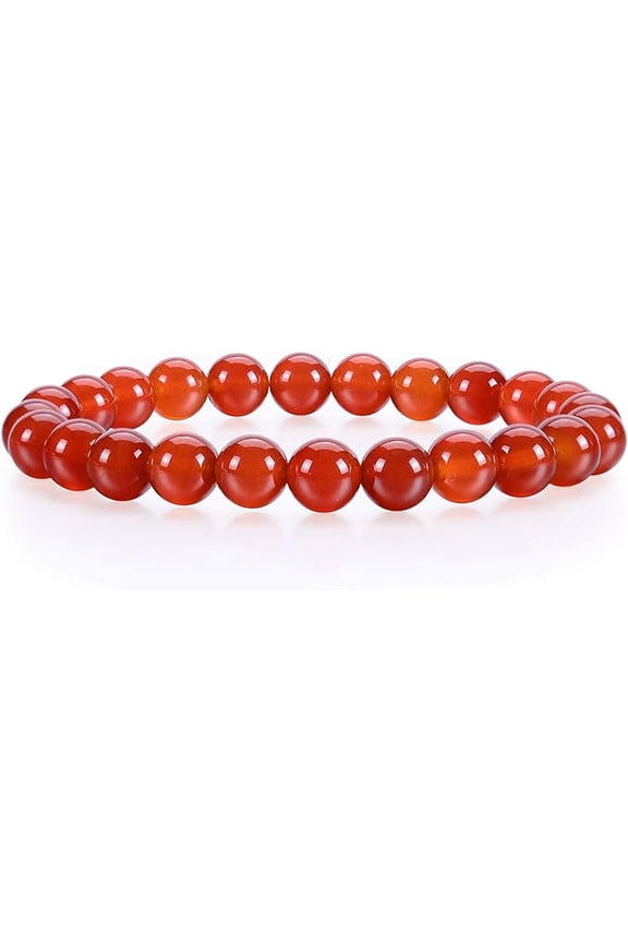 Natural Red Agate 8mm round Shape smooth Cut Beads Stretchable Bracelet for Men & Women.