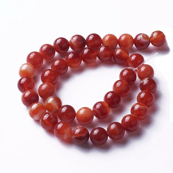 Natural Red Agate Beads Strands Dyed Round FireBrick 10mm Hole: 1mm about 38pcs/strand 14.56 inch(37cm)
