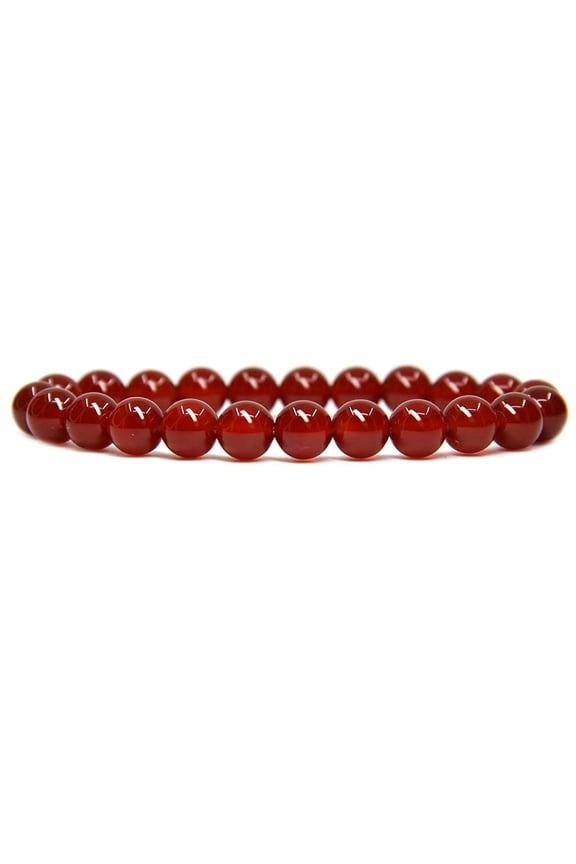 Natural Red Agate Gemstone 8mm Round Beads Healing Crystals Stretch Bracelet 7" Unisex