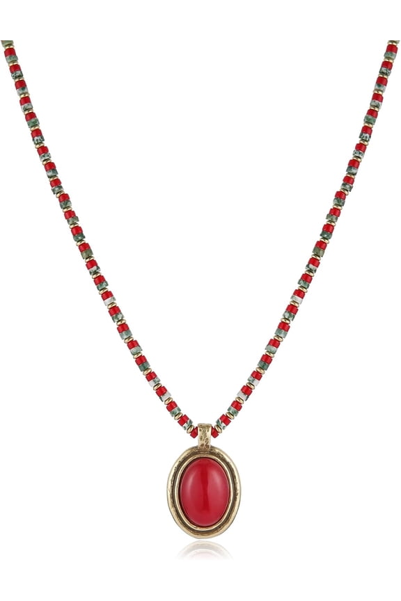 Natural Red Agate Pendant Necklace for Women, Vintage Handmade Brass Choker, Bohemian Retro Jewelry Gift, 22.95 Inches