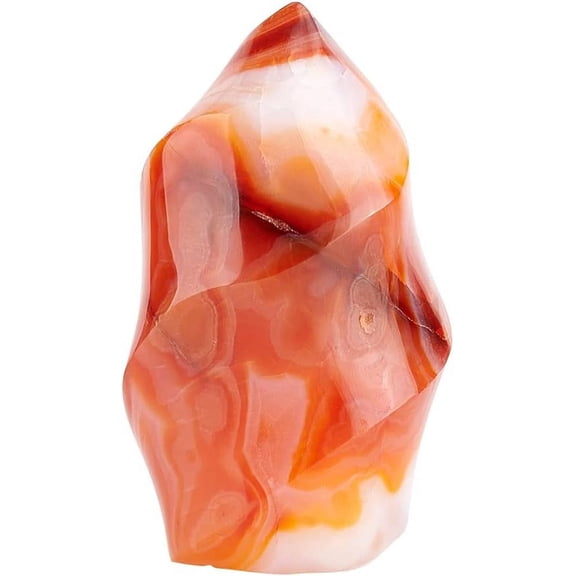 Natural Red Agate Torch Healing Stones 1.7x1.2x3" Carnelian Flame Ornaments Display Gemstone for Home Decoration