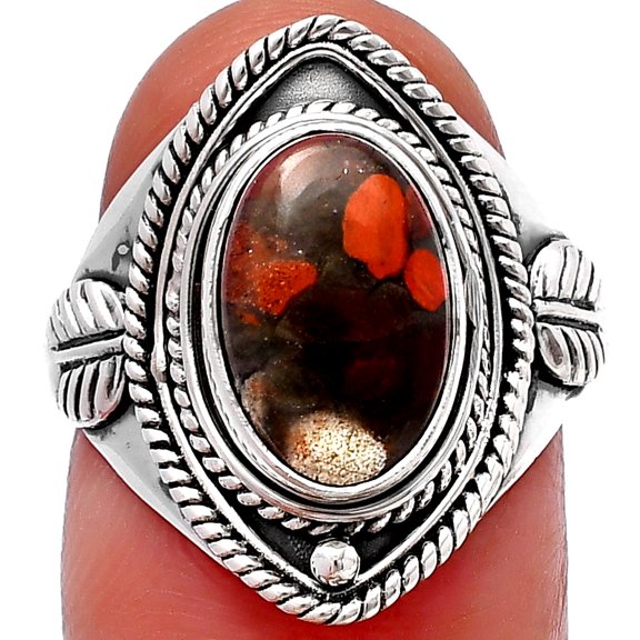 Natural Red Brecciated Jasper 925 Sterling Silver Ring s.7 Jewelry R-1258 SDR215881