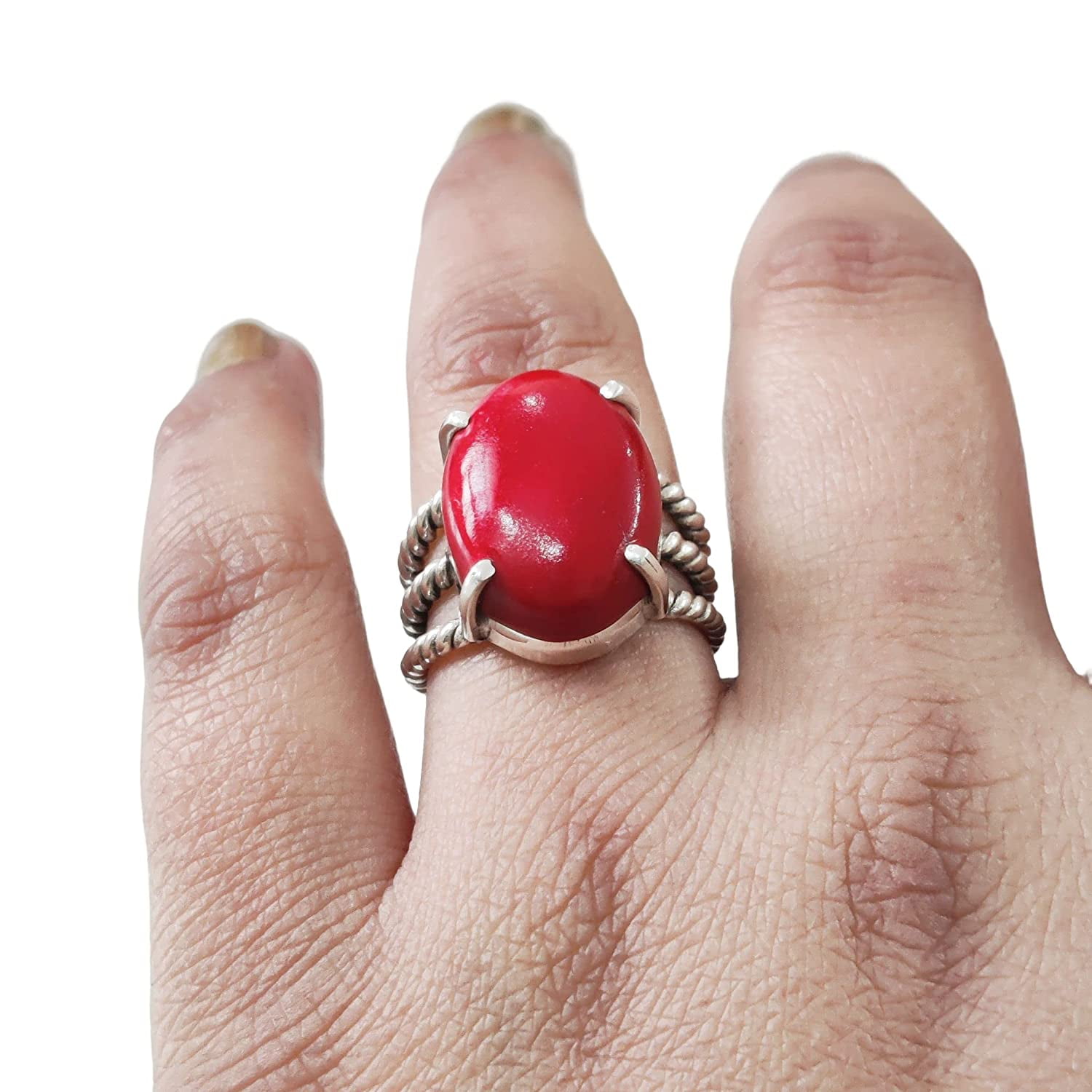 Gold Red Coral Wire Wrapped Ring - Other Metal Options Available