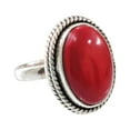thumbnail image 1 of Natural Red Coral Ring, Woman's Coral Ring, Coral April Birthstone, Simple Band, 925 Sterling Silver, Womens Ring, Christmas, Thanksgiving, Handmade, Statement Jewelry, Natural Gemstone Ring, 1 of 6