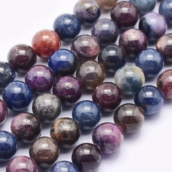 Natural Red Corundum/Ruby and Sapphire Beads Strands Round 6mm Hole: 0.8mm about 67pcs/strand 15.9 inch(40.5cm)
