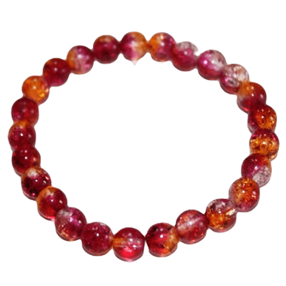 Natural Red Crackle Quartz 8mm Round Shape Smooth Cut Beads Stretchable Bracelet for Men & Women.
