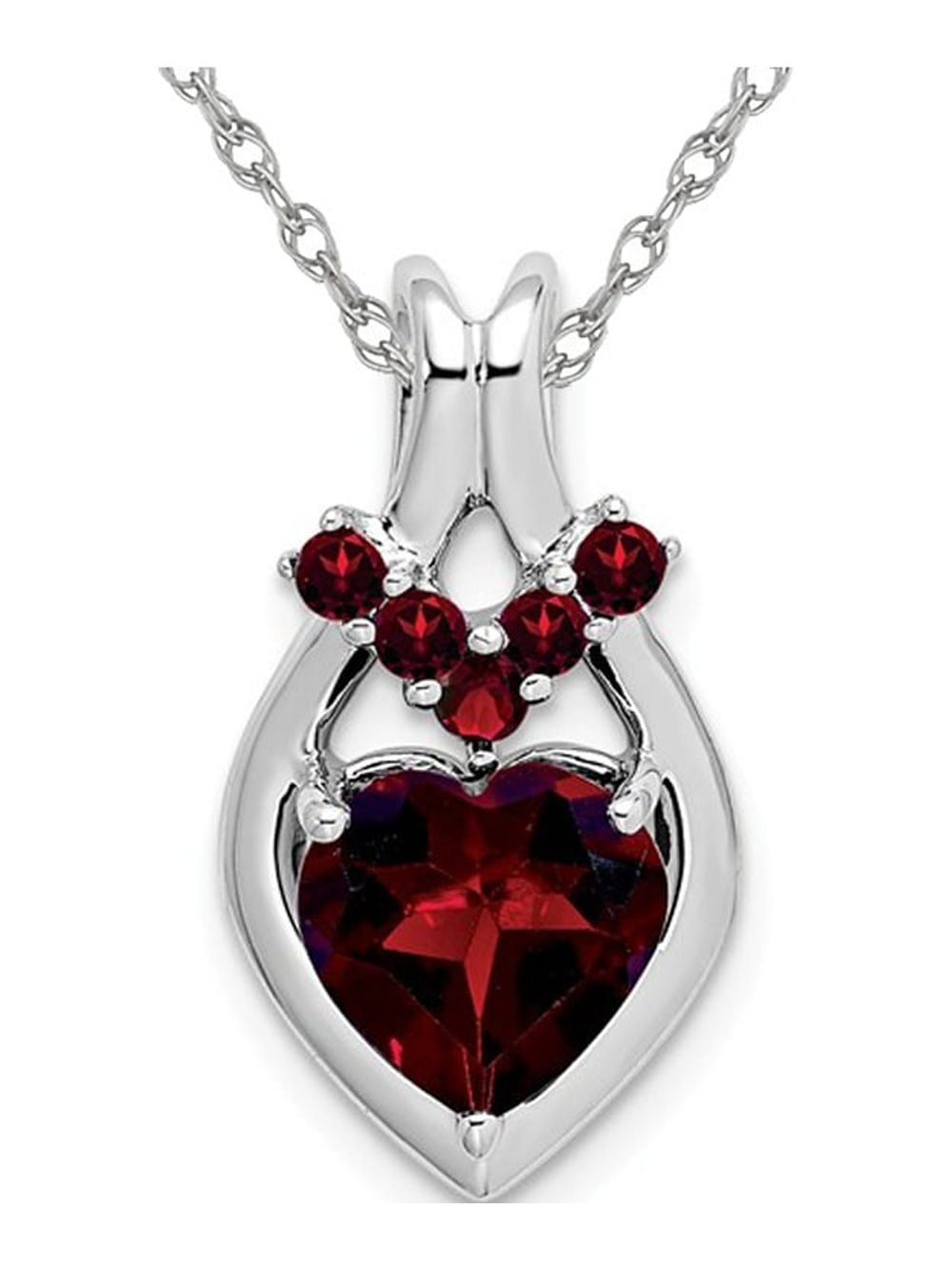 Buy Heart Shape Red Garnet Pendant & Earring Set with Silver Chain |Suart  Diamond