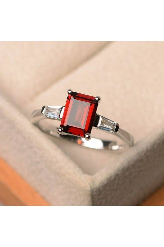 Natural Red Garnet 925 Sterling Silver Ring, Gift for Her, Engagemant Ring, Birthstone Rings for Women, Gift For Her