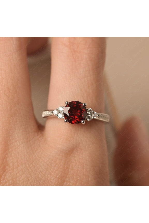 Natural Red Garnet 925 Sterling Silver Ring, Gift for Her, Engagemant Ring, Birthstone Rings for Women, Gift For Her