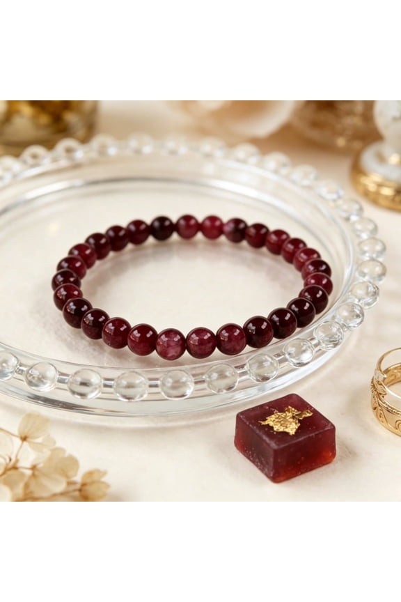 Natural Red Garnet Blessing Bracelet - Genuine Red Gemstone Beaded Bracelet for Protection & Positive Energy