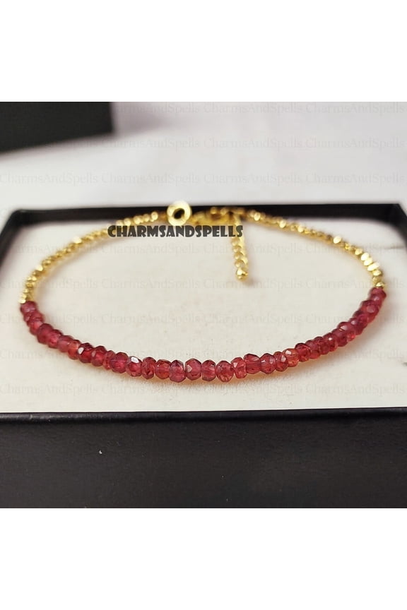 Natural Red Garnet Bracelet, Women Bracelet, Garnet Jewelry, Beaded Bracelet, Gift for Her/Him, Crystal Bracelet, January Birthday Gift