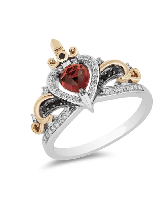 Natural Red Garnet Evil Queen Ring in 925 Sterling Silver - Princess Crown Ring - Gift For Her