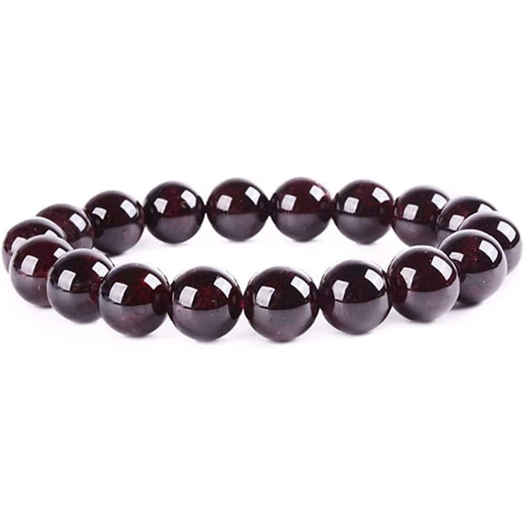 Natural Red Garnet Gemstone 10mm Round Beads Stretch Bracelet 7 Inch Unisex