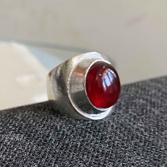 Natural Red Garnet Gemstone Mens ring