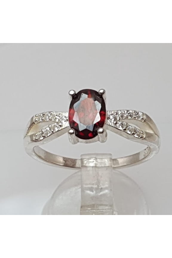 Natural Red Garnet Ring Garnet Ring-Genuine Garnet Birthstone Unique Ring-925 Solid Sterling Silver Ring-Ring