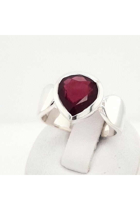 Natural Red Garnet Ring Garnet Ring-Genuine Garnet Birthstone Unique Ring-925 Solid Sterling Silver Ring-Ring