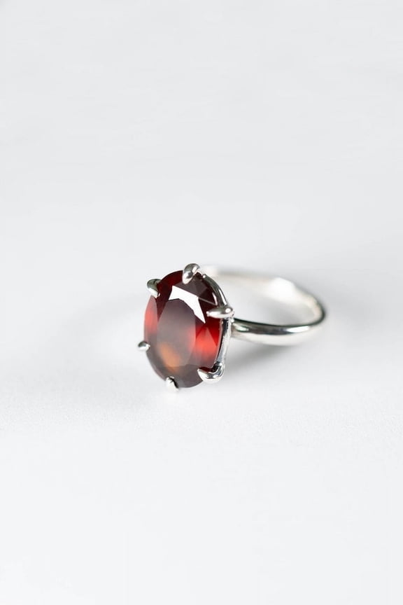 Natural Red Garnet Ring Garnet Ring-Genuine Garnet Birthstone Unique Ring-925 Solid Sterling Silver Ring-Ring
