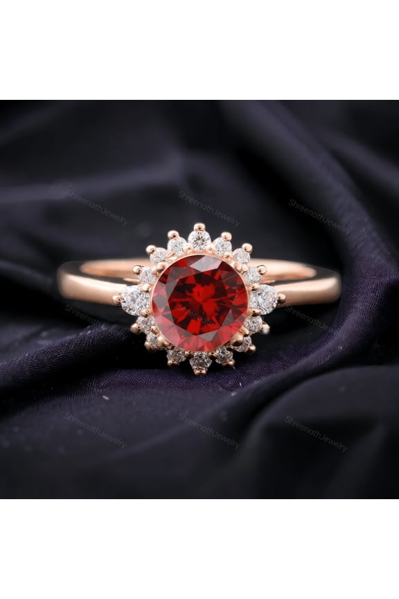 Natural Red Garnet Ring Garnet Ring-Genuine Garnet Birthstone Unique Ring-925 Solid Sterling Silver Ring-Ring