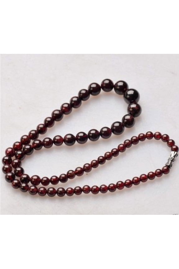 Natural Red Garnet Round Beads Necklace 18 Inch Birthstone Jewelry Garnet Beads