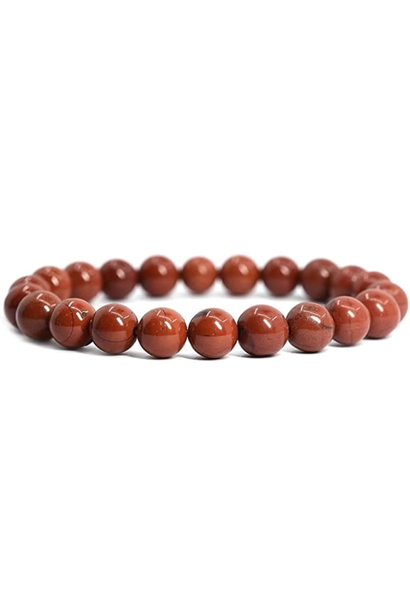 Natural Red Jasper Gemstone 8mm Round Beads Stretch Bracelet 7" Unisex