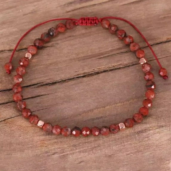 Natural Red Jasper Stone Faceted Bracelet Red Stone Dainty Bracelet Minimalist