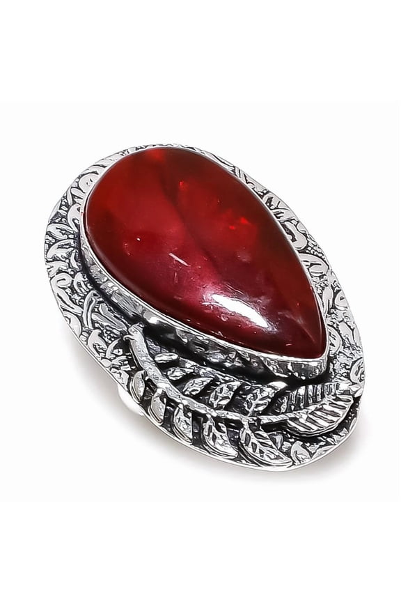 Natural Red Labradorite Gemstone 925 Sterling Silver Jewelry Ring Size 10