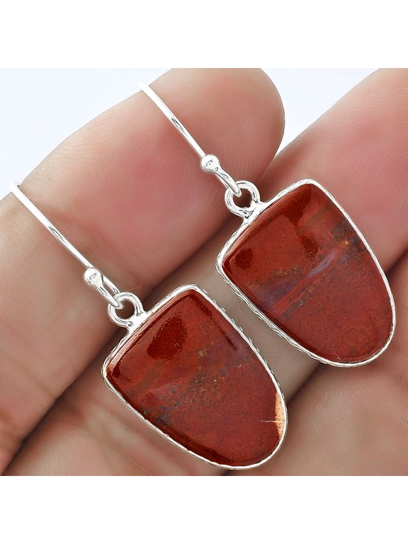 Natural Red Moss Agate 925 Sterling Silver Earrings Jewelry E-1001 SDE59173