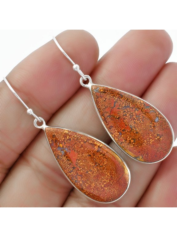 Natural Red Moss Agate 925 Sterling Silver Earrings Jewelry E-1001 SDE61856