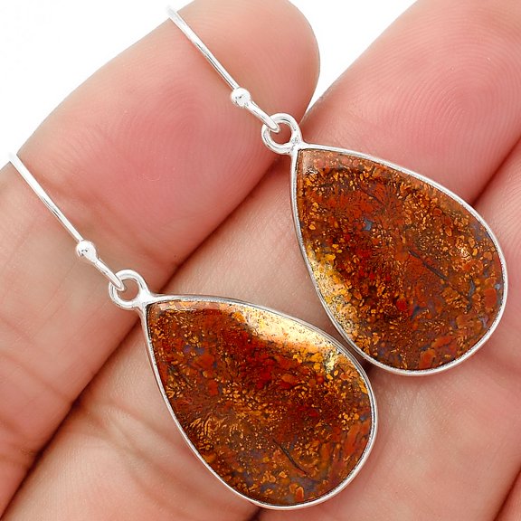 Natural Red Moss Agate 925 Sterling Silver Earrings Jewelry E-1001 SDE62987