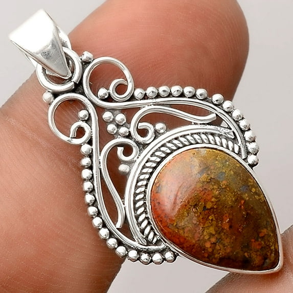 Natural Red Moss Agate 925 Sterling Silver Pendant Jewelry P-1541 SDP155787