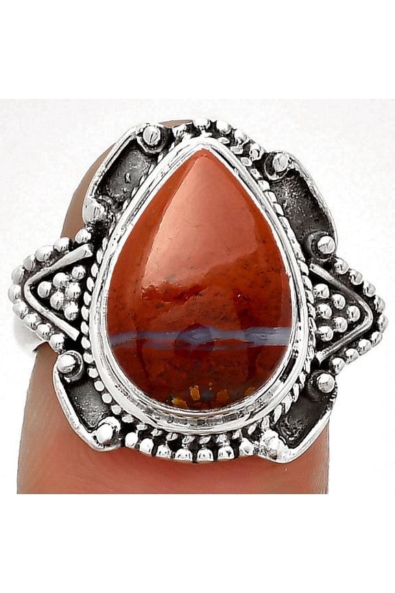 Natural Red Moss Agate 925 Sterling Silver Ring s.7.5 Jewelry R-1557 SDR182192
