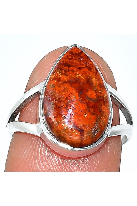 Natural Red Moss Agate 925 Sterling Silver Ring s.7 Jewelry R-1002 SDR239935