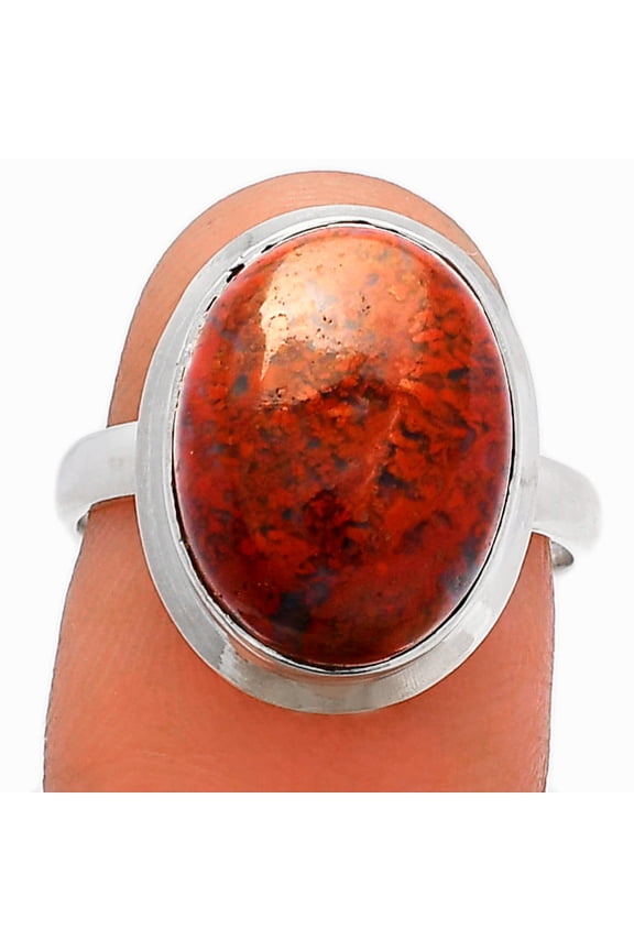 Natural Red Moss Agate 925 Sterling Silver Ring s.7 Jewelry R-1007 SDR226269