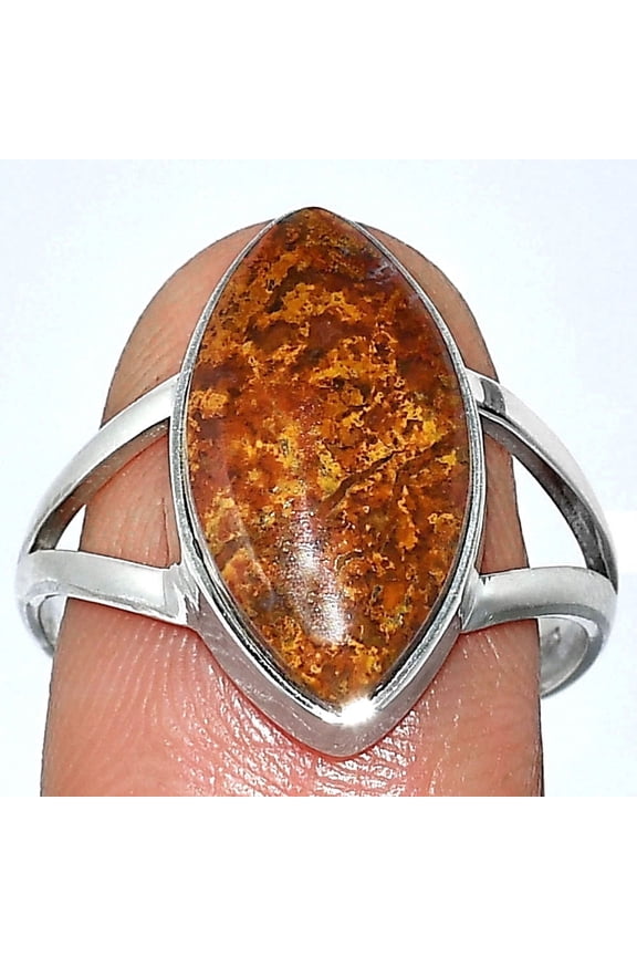 Natural Moss Agate 925 Sterling Silver Ring s.8.5 Jewelry R-1002 SDR240187