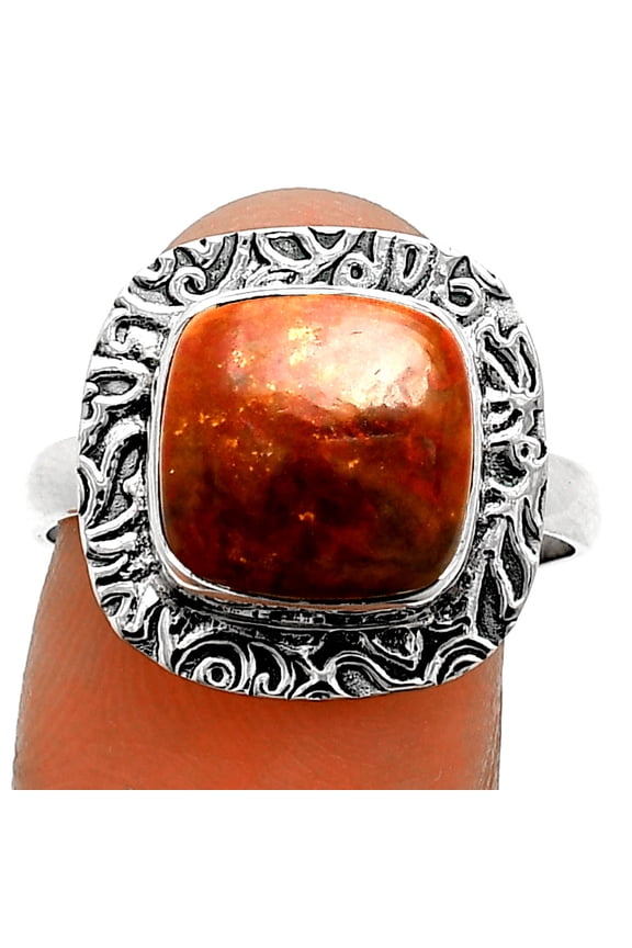 Natural Red Moss Agate 925 Sterling Silver Ring s.8.5 Jewelry R-1649 SDR238033