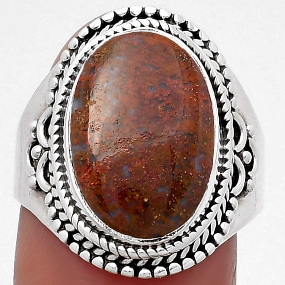 Natural Red Moss Agate 925 Sterling Silver Ring s.8.5 Jewelry SDR158809