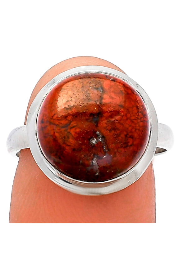 Natural Red Moss Agate 925 Sterling Silver Ring s.8 Jewelry R-1007 SDR226294