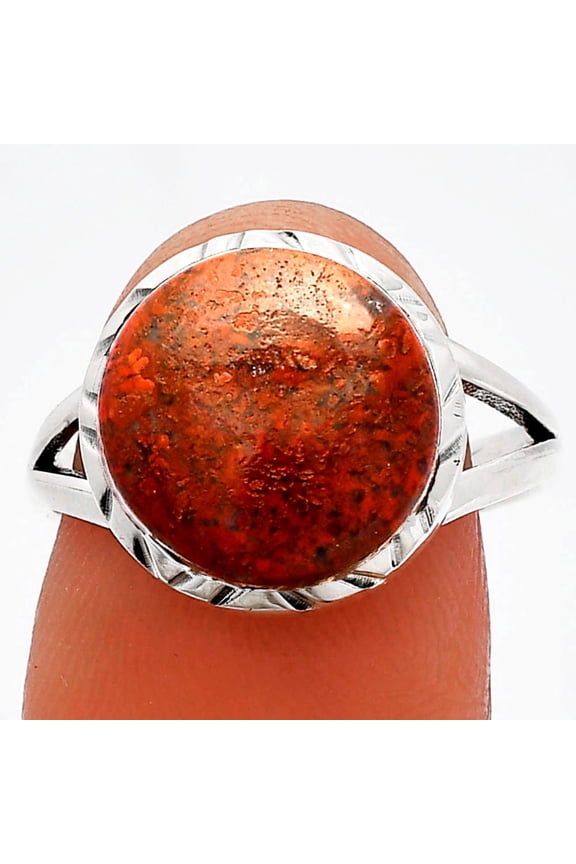 Natural Red Moss Agate 925 Sterling Silver Ring s.8 Jewelry R-1074 SDR230987