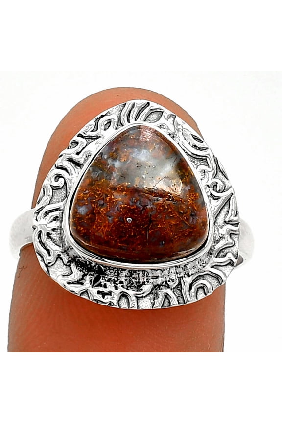 Natural Red Moss Agate 925 Sterling Silver Ring s.8 Jewelry R-1649 SDR238074