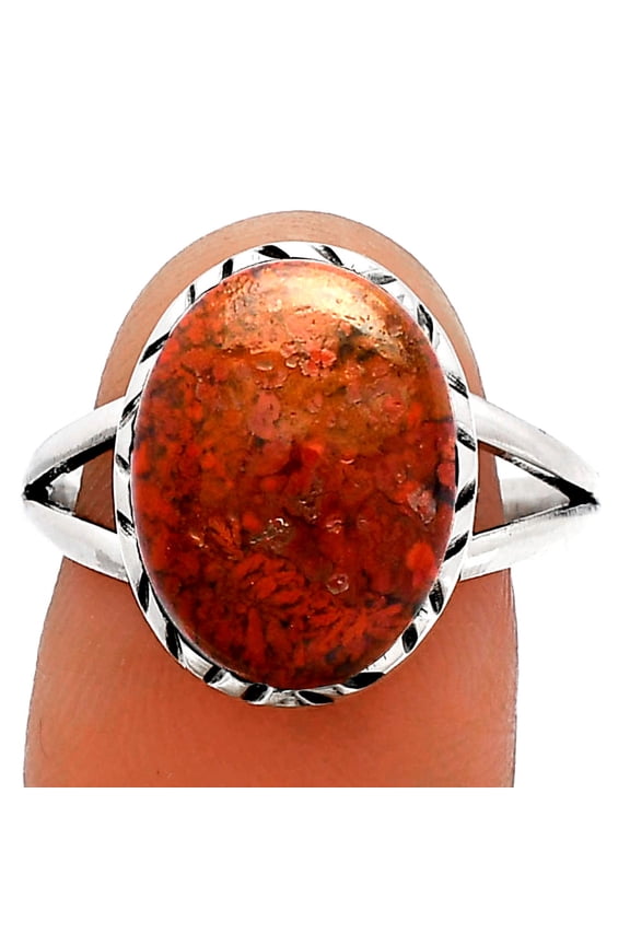Natural Red Moss Agate 925 Sterling Silver Ring s.9 Jewelry R-1074 SDR230941