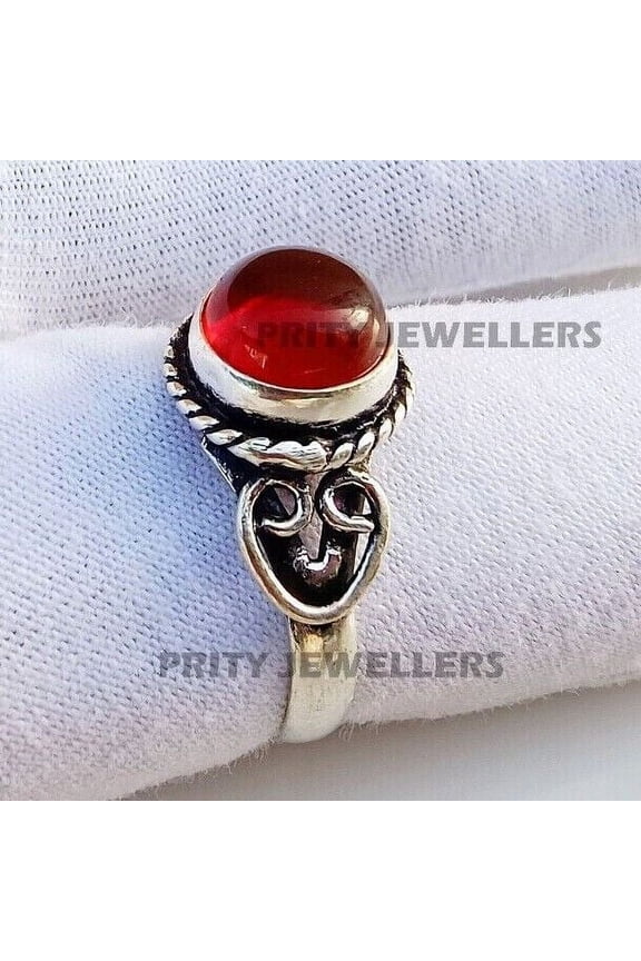 Natural Red Onyx Ring 925 Sterling Silver Handmade Ring