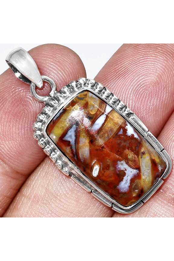 Natural Red Palm Root Agate 925 Sterling Silver Pendant Jewelry P-1058 SDP153851
