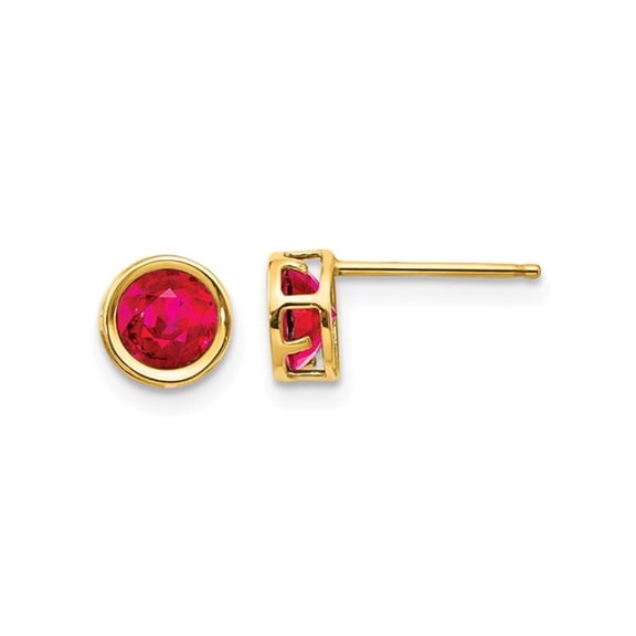 Gem & Harmony Red Ruby 1.40 Carat (Ctw) Stud Earrings in 14K Yellow Gold for Women
